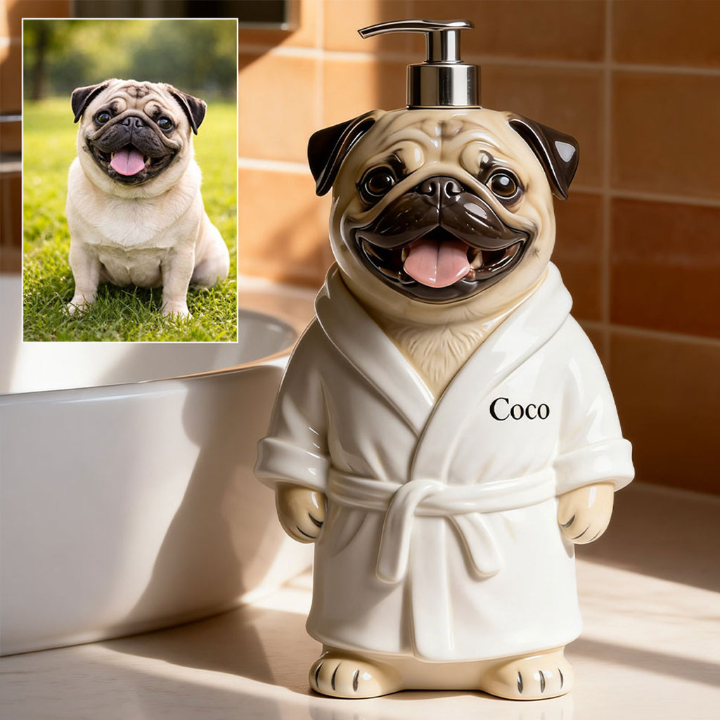 Personalized Border Collie Bath Robe Soap Dispenser Dog Lover Bathroom Gift