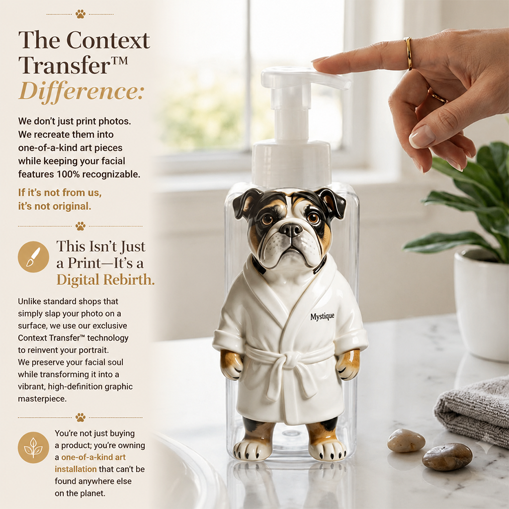 Personalized Curly Gray Poodle Bath Robe Soap Dispenser Bathroom Decor