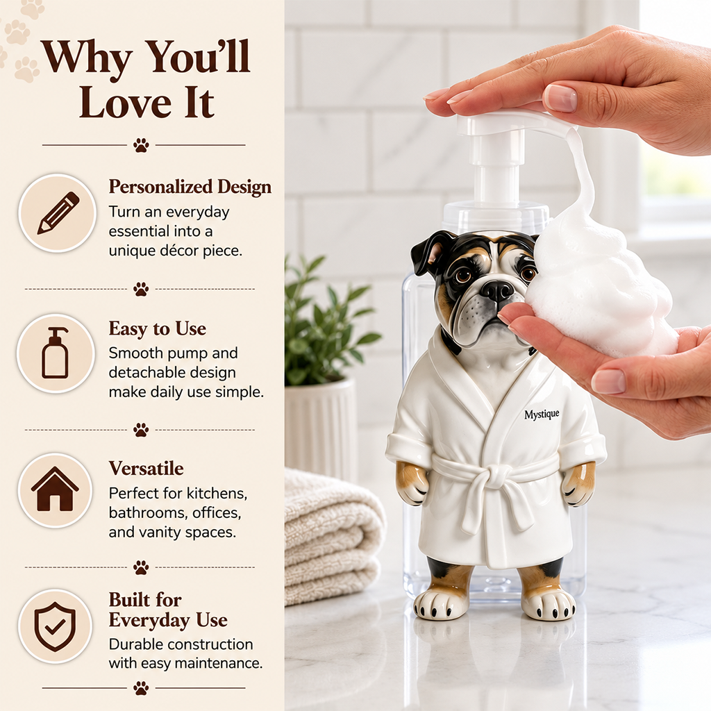 Personalized Black and Tan Dachshund Bathrobe Soap Dispenser Dog Lover Gift