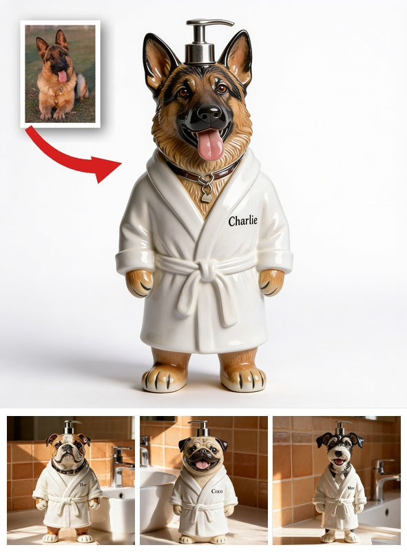 Personalisierter Deutscher Schäferhund Bademantel Seifenspender Geschenk für Tierliebhaber