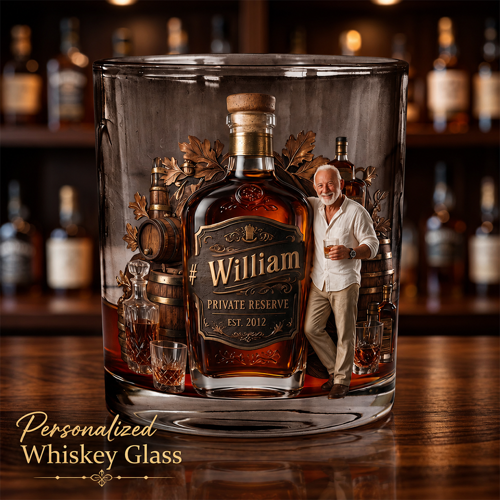 Personalized Casual Man Whiskey Glass Bourbon Lover Gift