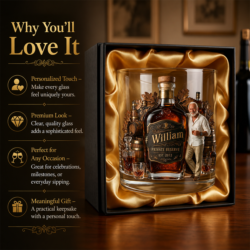 Personalized Bearded Black Man Whiskey Glass Bourbon Lover Gift