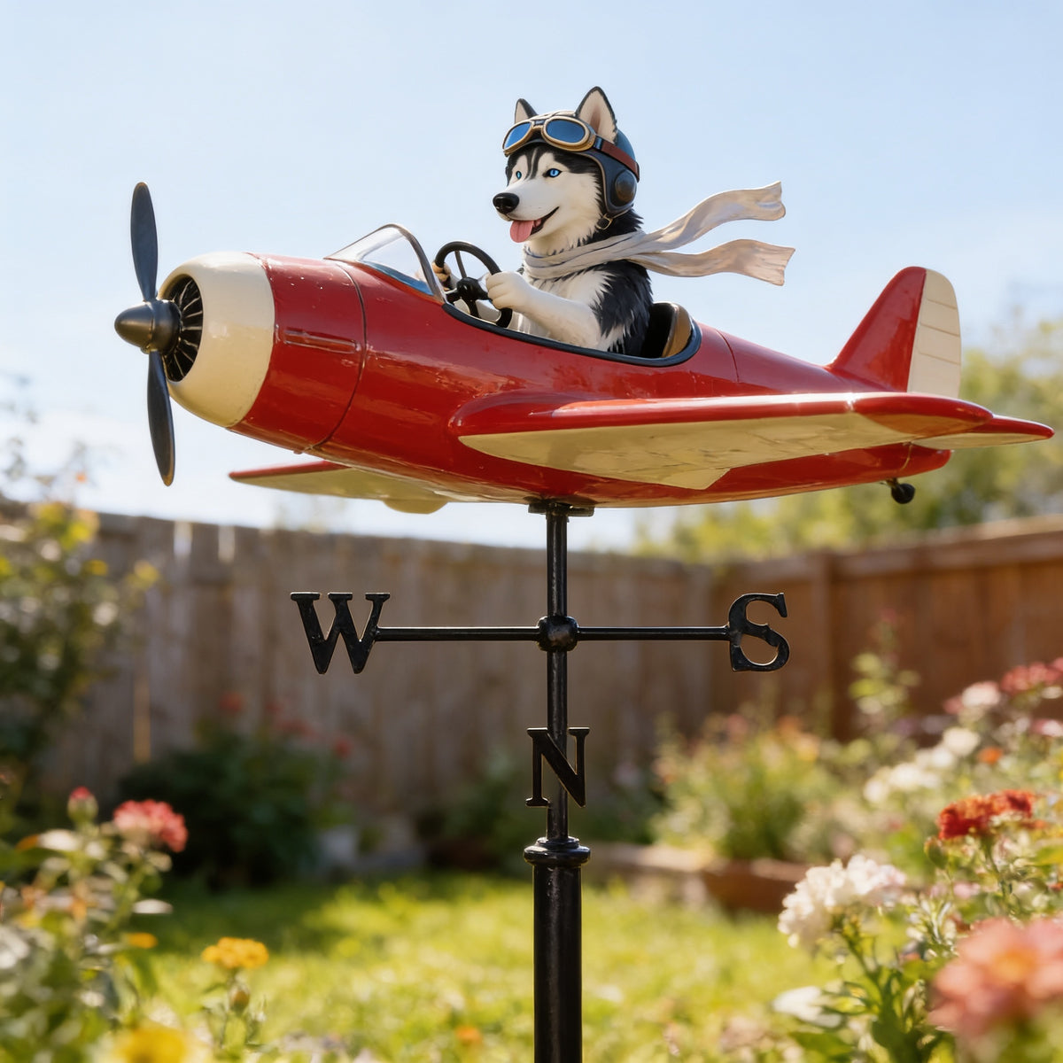 Custom Photo Siberian Husky Pilot Weather Vane, Garden Pet Lover Yard Decor