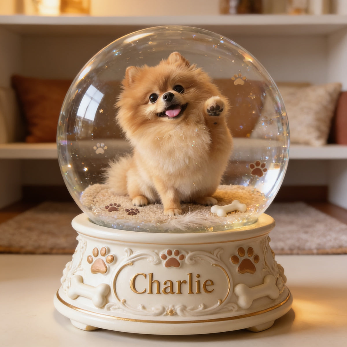Personalized Fluffy Tan Pomeranian Custom Shaped Acrylic Plaque Table Decor