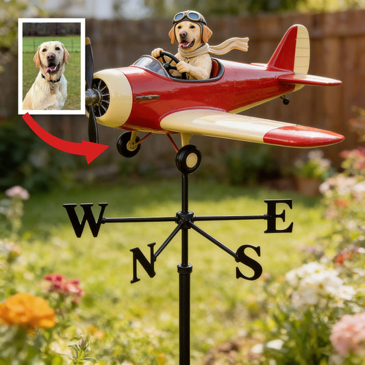 Custom Photo Yellow Labrador Retriever Pilot Weather Vane Pet Lover Garden Gift