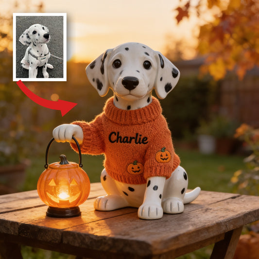 Personalized Halloween Dalmatian Puppy Solar Acrylic Light Garden Decor