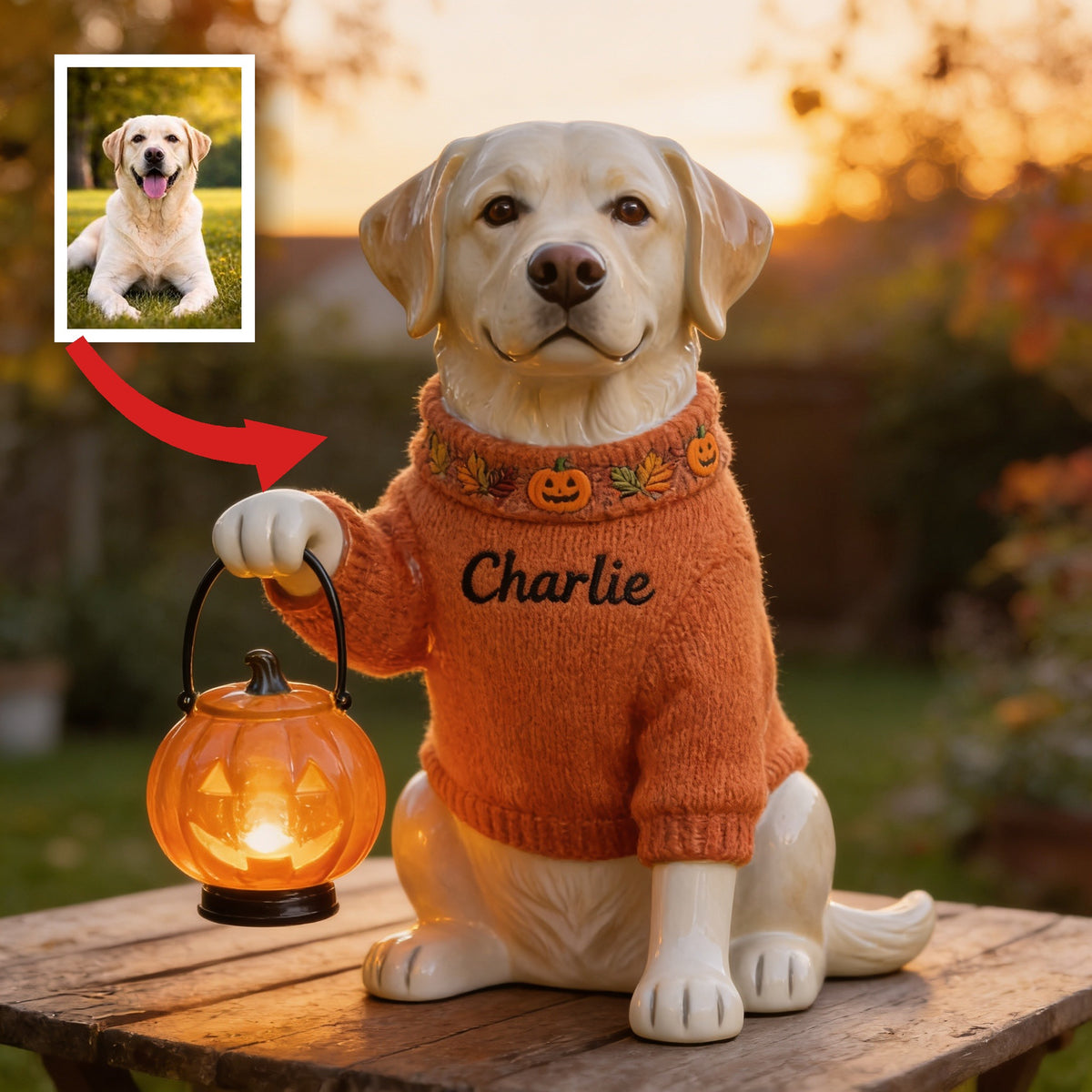 Personalized Fall Labrador Retriever Solar Acrylic Light Garden Decor