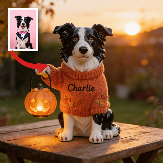 Personalized Fall Border Collie Solar Acrylic Light Garden Decor