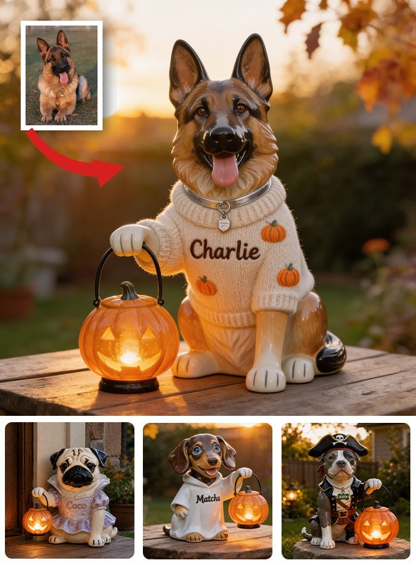 Personalized Fall German Shepherd Solar Acrylic Light Garden Decor