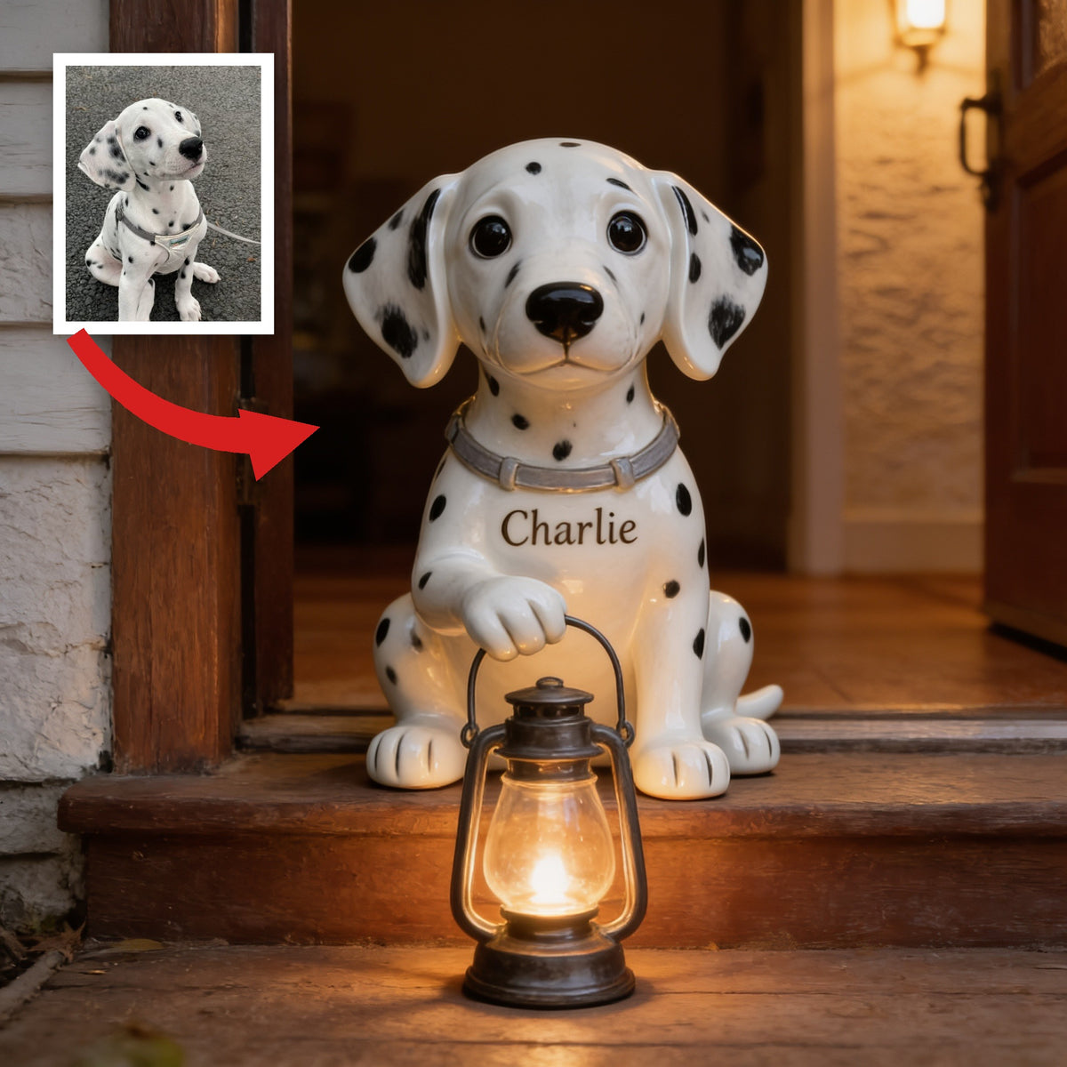 Personalized Dalmatian Puppy Solar Acrylic Light Dog Lover Garden Decor Gift
