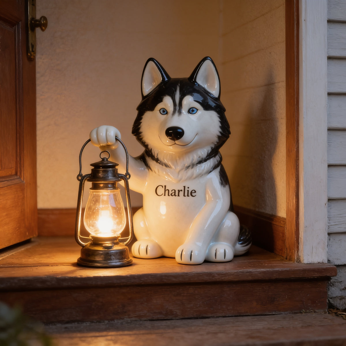 Personalized Siberian Husky Solar Acrylic Light Dog Lover Garden Decor