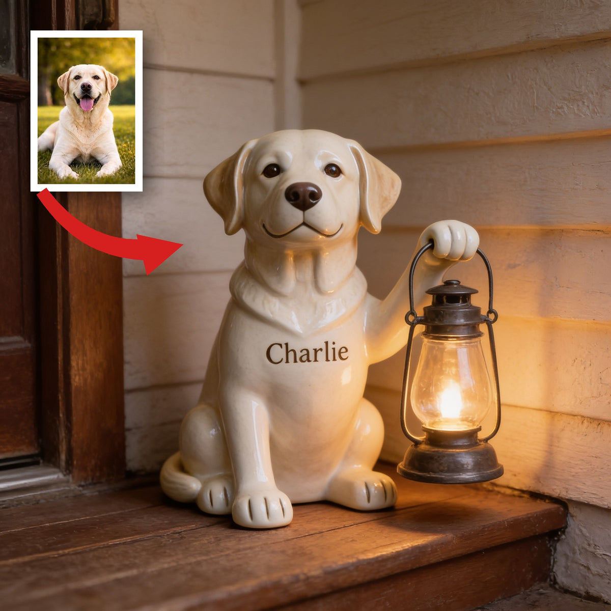 Personalized Cream Labrador Retriever Solar Acrylic Light Dog Lover Garden Decor Gift