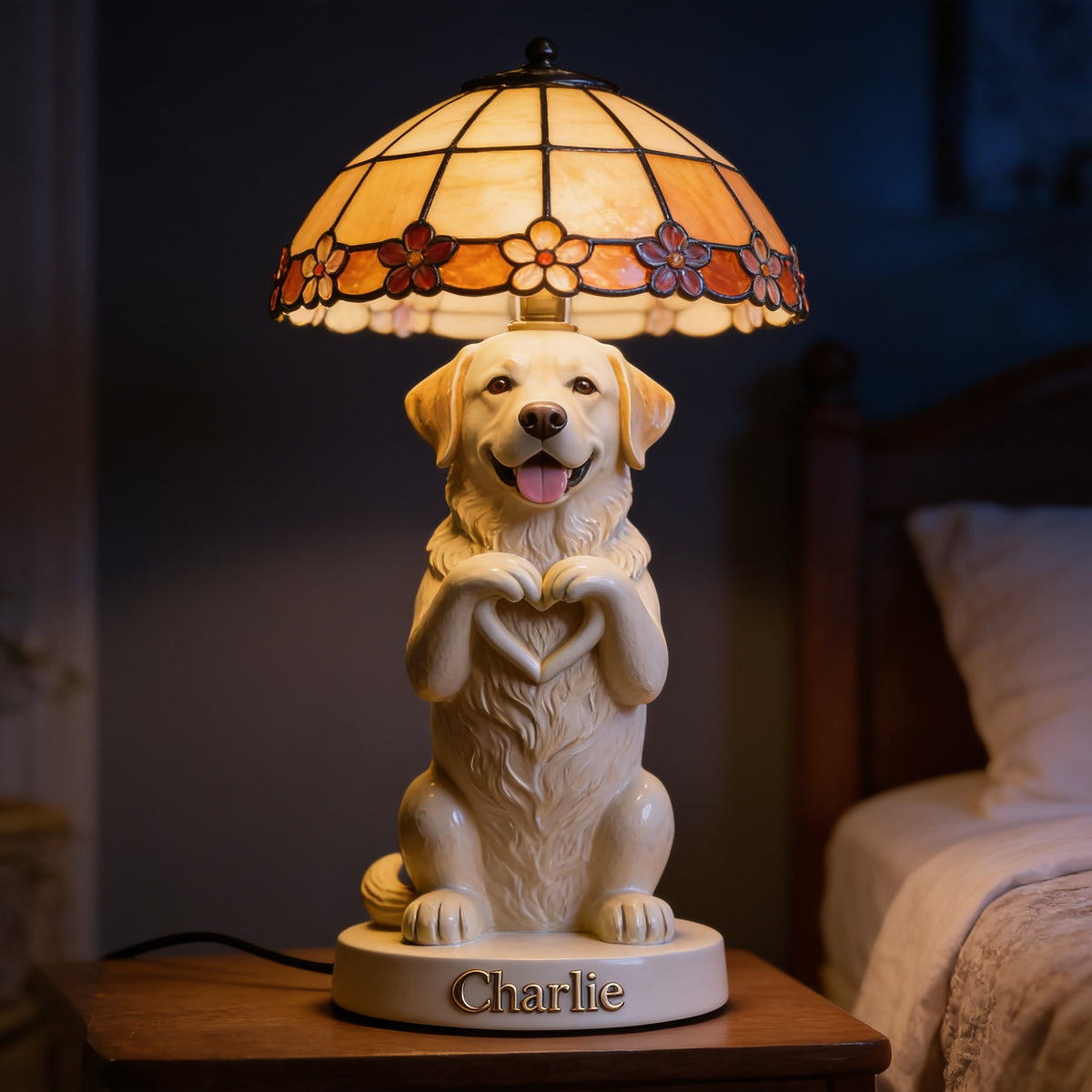 Personalized Cream Labrador Retriever Acrylic LED Night Light Pet Lover Gift