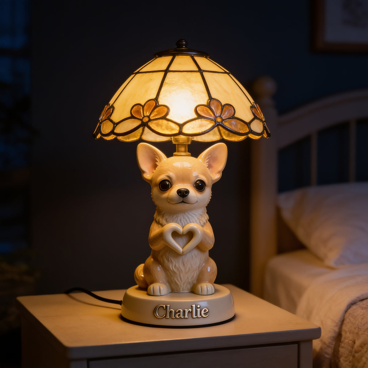 Personalized Cute Tan Chihuahua Acrylic LED Night Light Pet Lover Gift