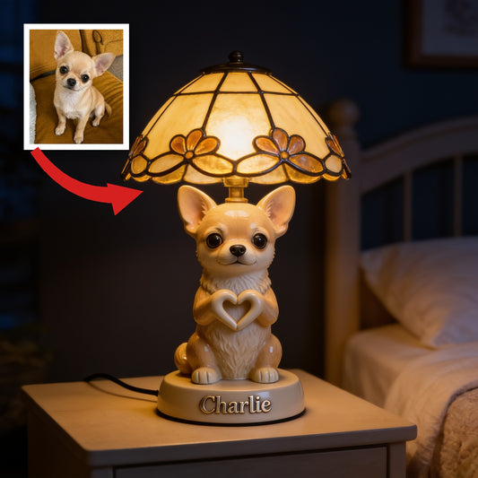 Personalized Cute Tan Chihuahua Acrylic LED Night Light Pet Lover Gift