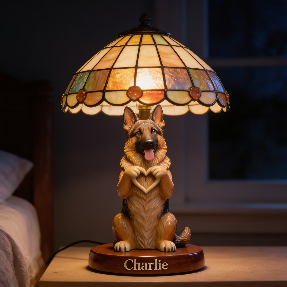 Personalized German Shepherd LED Table Night Light Pet Lover Home Decor Gift