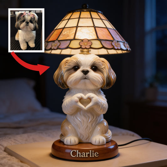 Lampe de Nuit LED Acrylique Shih Tzu Personnalisée - Cadeau pour Amoureux des Animaux
