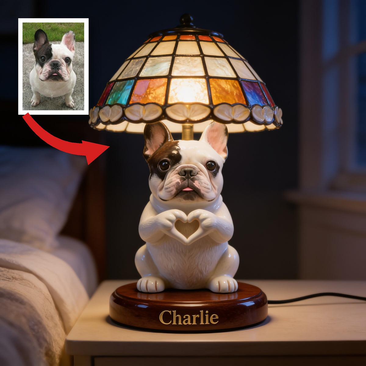 Personalized Cute French Bulldog LED Night Light Pet Lover Home Decor Gift
