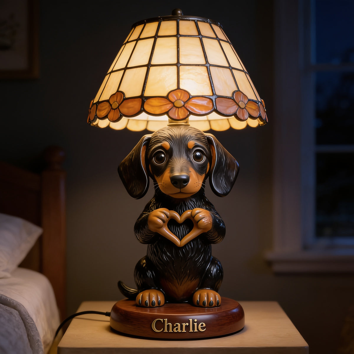 Personalized Cute Dachshund Puppy LED Night Light Dog Lover Home Decor Gift