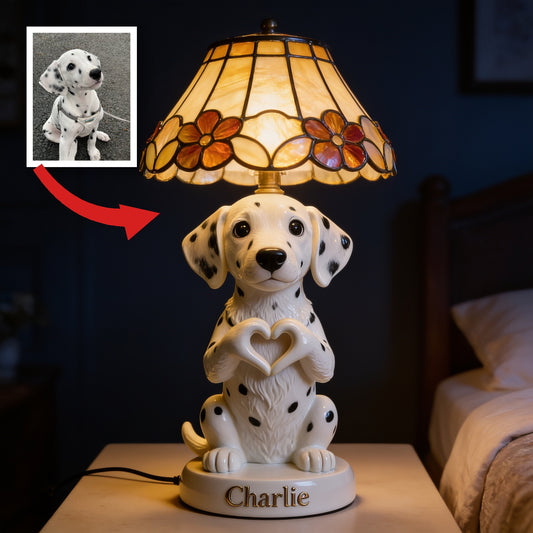 Lampe de Nuit LED Personnalisée Chiot Dalmatien Tacheté - Cadeau Décor Maison