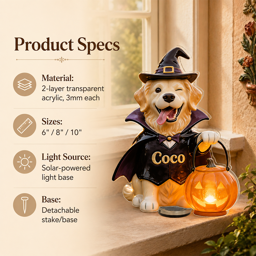 Personalized Fall Welsh Corgi Solar Acrylic Light Garden Decor