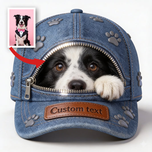 Casquette Classique Personnalisée Border Collie Noir et Blanc - Cadeau Amoureux des Chiens