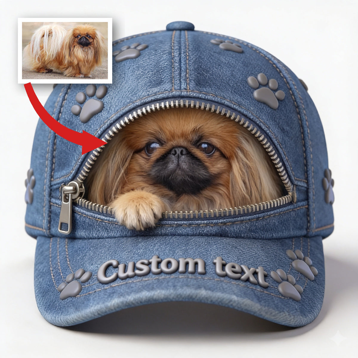 Custom Photo Fluffy Shih Tzu Classic Cap Dog Lover Gift