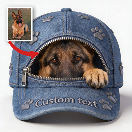 Casquette Classique Photo Personnalisée Berger Allemand Cadeau Amoureux des Chiens