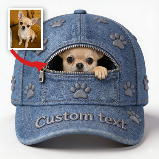 Casquette Classique Personnalisée Photo Petit Chihuahua Cadeau Amoureux des Chiens