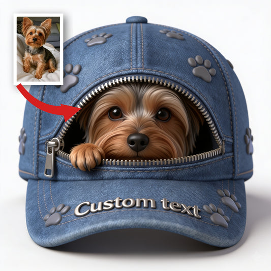 Casquette Classique Personnalisée Photo Yorkshire Terrier - Cadeau Amoureux des Chiens