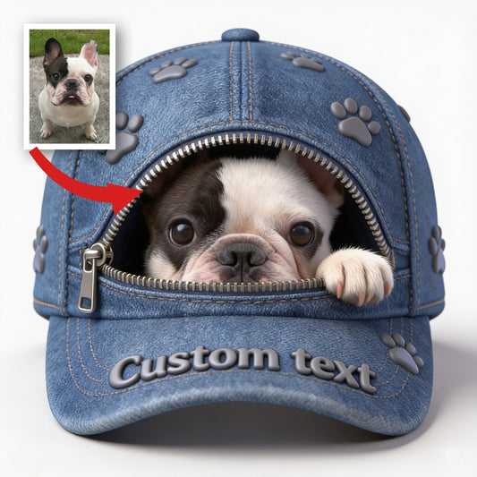 Casquette Classique Personnalisée Photo Mignonne Bulldog Français Cadeau Amoureux des Chiens