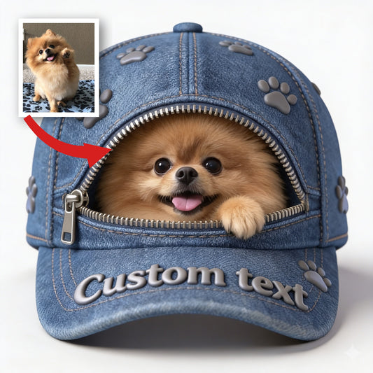 Casquette Classique Personnalisée Photo Pomeranian Brun - Cadeau Amoureux des Chiens