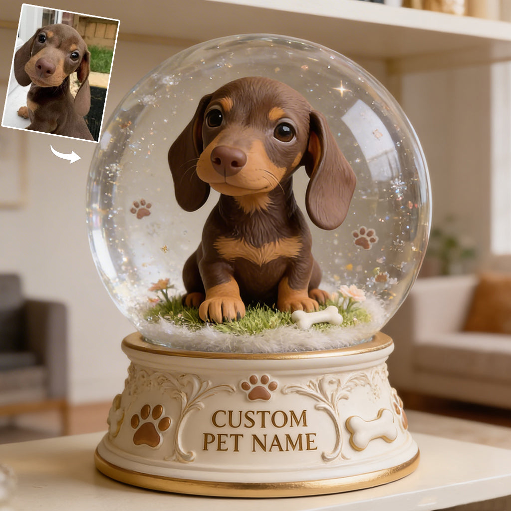 Personalized Curly Fur Poodle Snow Globe Acrylic Plaque Table Decor Dog Lover Gift