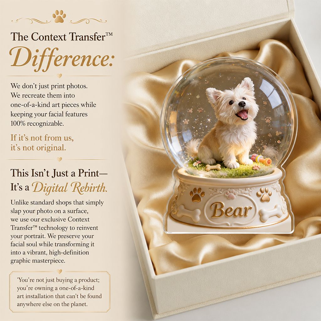 Personalized Curly Fur Poodle Snow Globe Acrylic Plaque Table Decor Dog Lover Gift