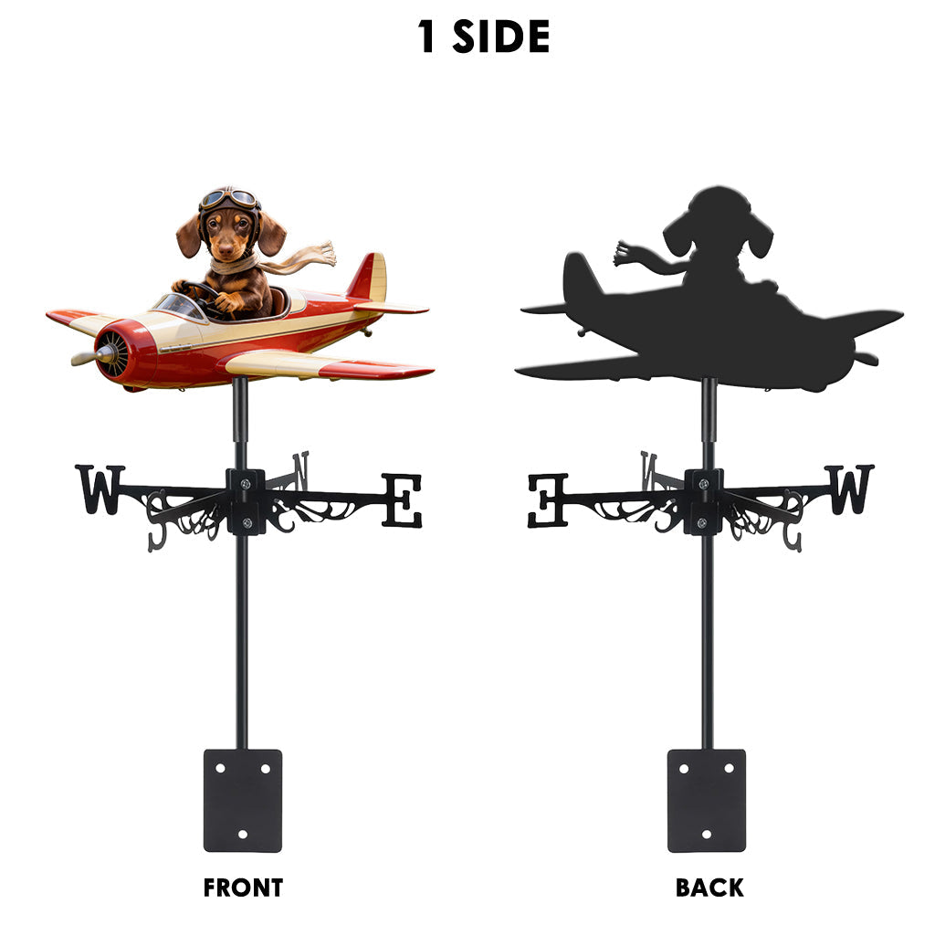 Custom Photo Curly Poodle Pilot Weather Vane Garden Pet Lover Gift