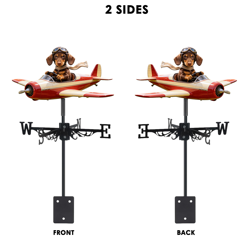 Custom Photo Curly Poodle Pilot Weather Vane Garden Pet Lover Gift