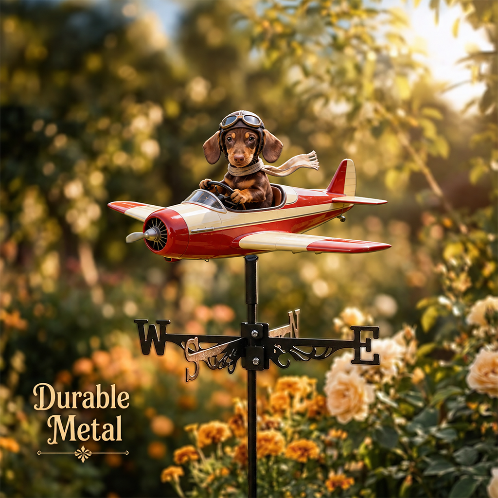 Custom Photo German Shepherd Pilot Weather Vane, Pet Lover Outdoor Garden Decor Gift