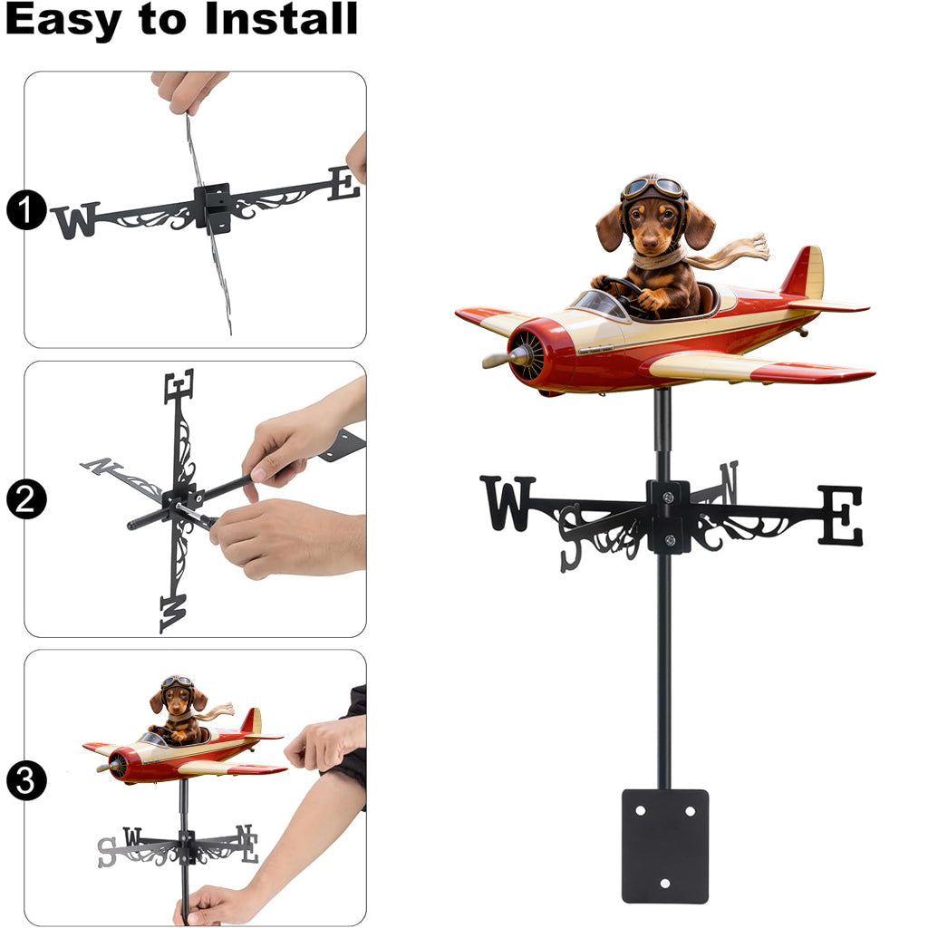 Custom Photo Welsh Corgi Pilot Airplane Weather Vane Garden Pet Lover Gift