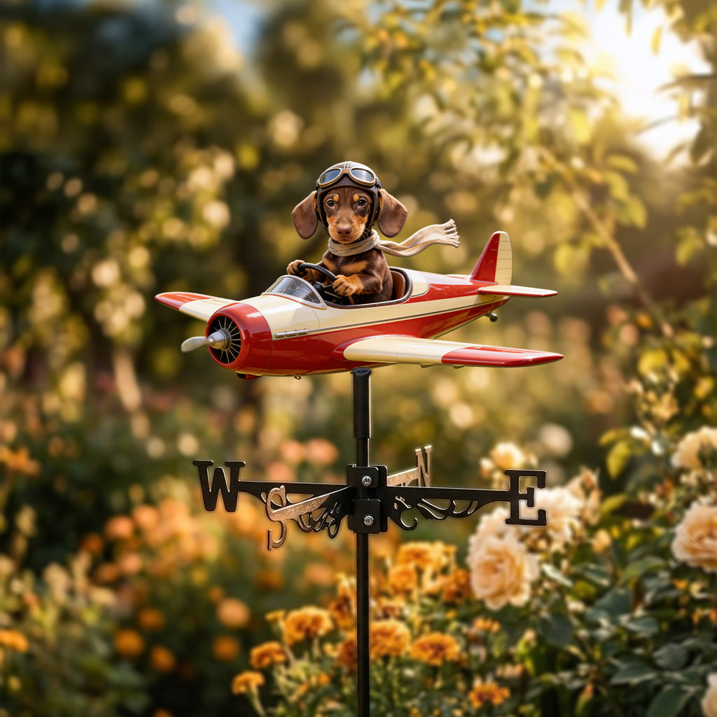 Custom Photo English Bulldog Pilot Weather Vane Pet Lover Garden Decor