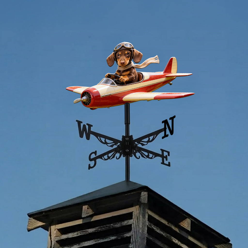 Custom Photo Pilot French Bulldog Weather Vane, Pet Lover Garden Gift