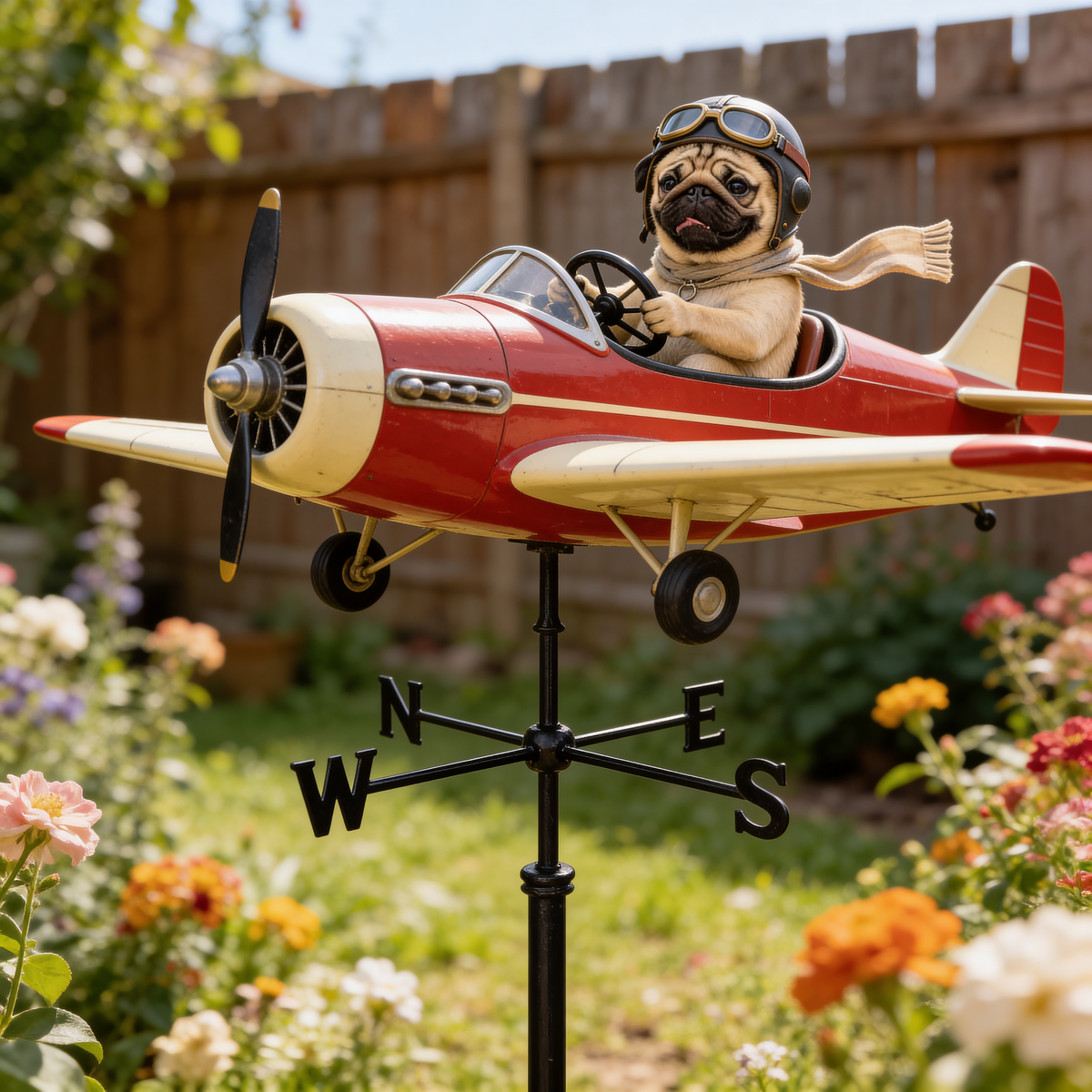 Custom Photo Siberian Husky Pilot Weather Vane, Garden Pet Lover Yard Decor