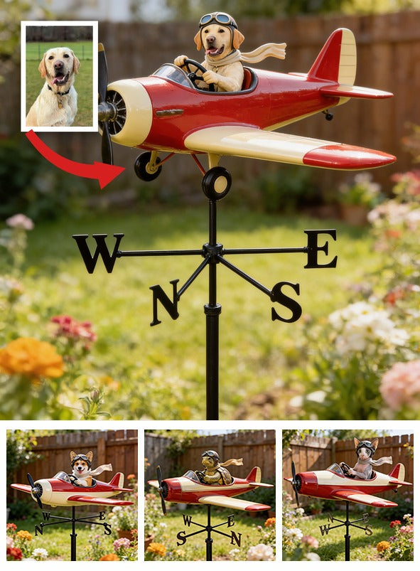 Custom Photo Yellow Labrador Retriever Pilot Weather Vane Pet Lover Garden Gift