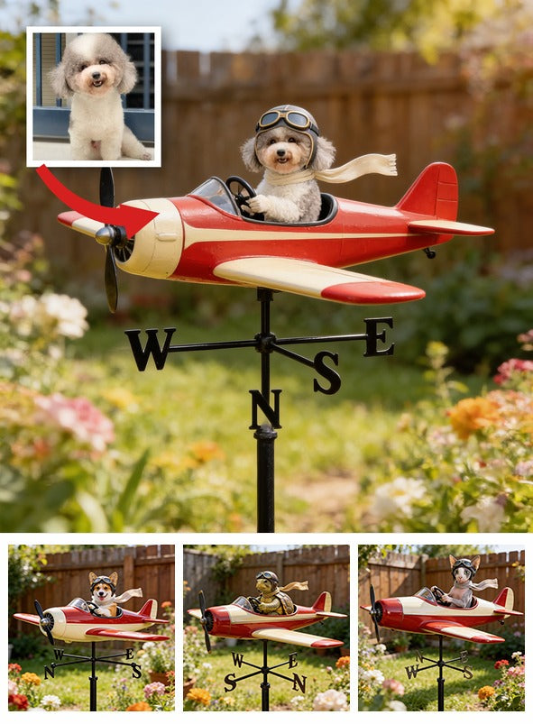 Custom Photo Curly Poodle Pilot Weather Vane Garden Pet Lover Gift