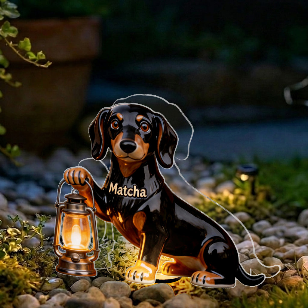 Personalized Siberian Husky Solar Acrylic Light Dog Lover Garden Decor