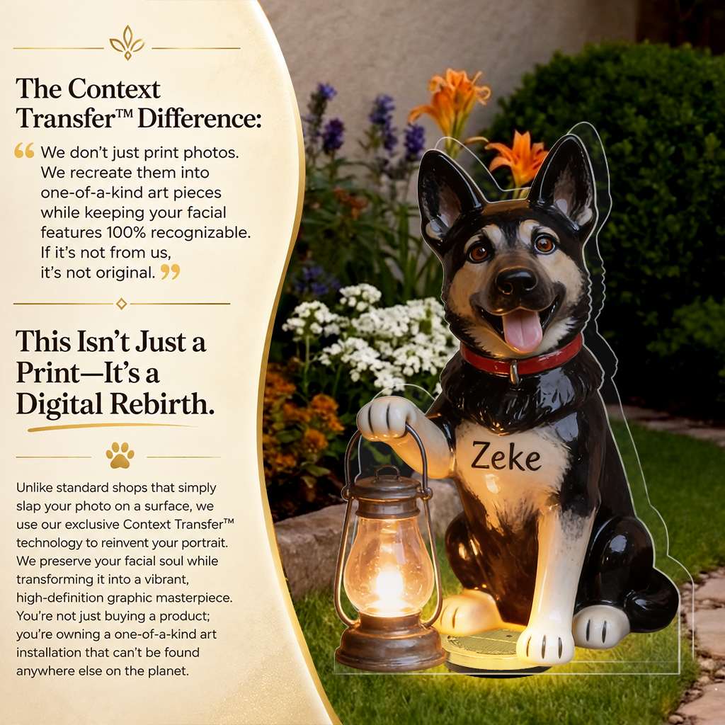 Personalized Fluffy Tan Pomeranian Solar Acrylic Light Dog Lover Garden Decor