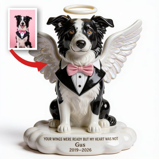Plaque Acrylique Personnalisée en Forme d'Ange pour Border Collie - Souvenir