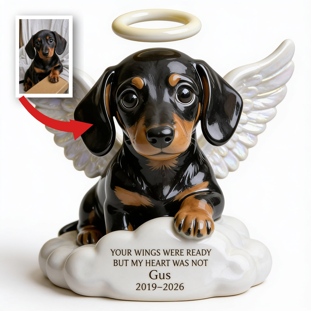 Custom Photo Angel Dachshund Memorial Custom Shaped Acrylic Plaque Pet Remembrance Gift