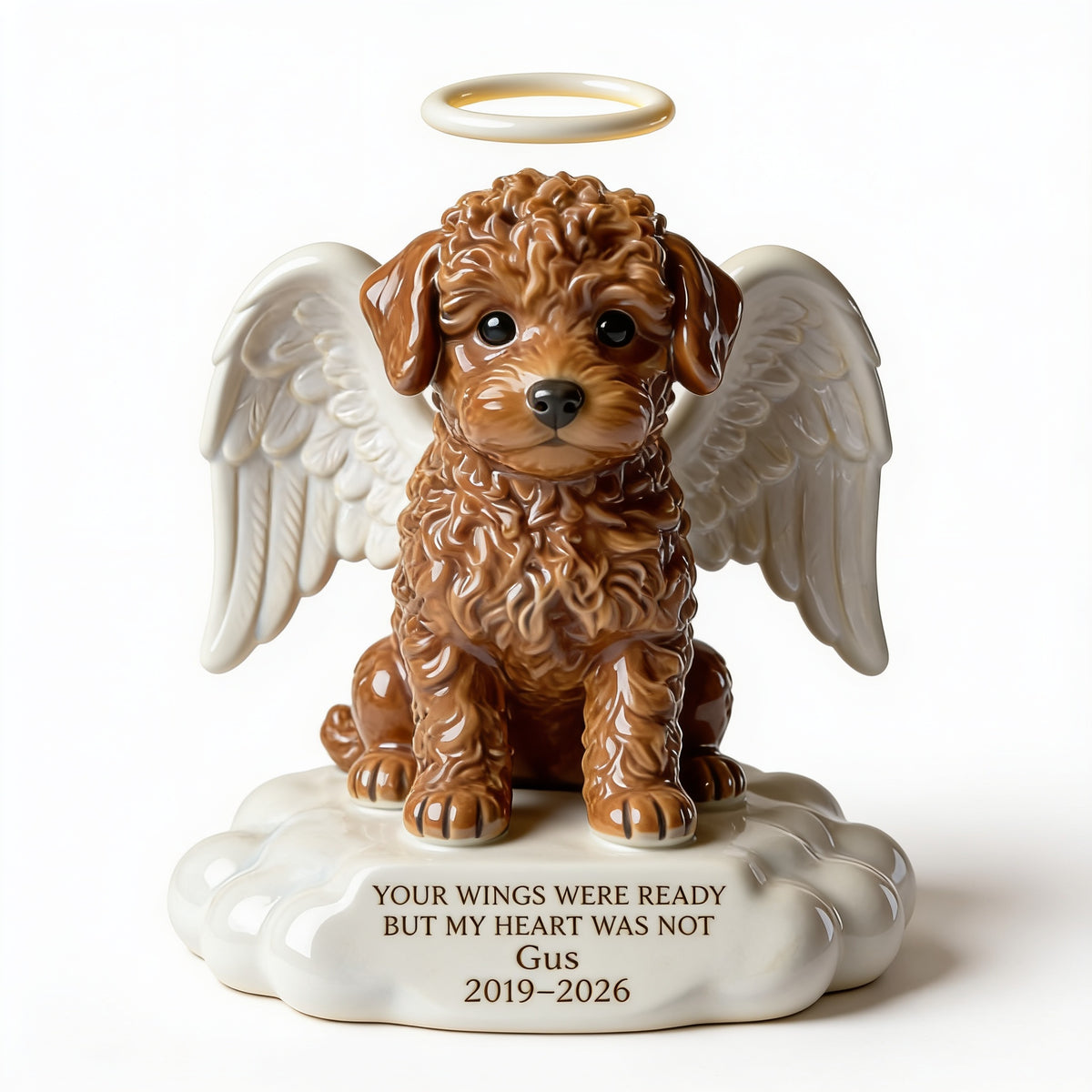 Custom Photo Brown Toy Poodle Angel Dog Memorial Custom Shaped Acrylic Plaque Pet Loss Keepsake