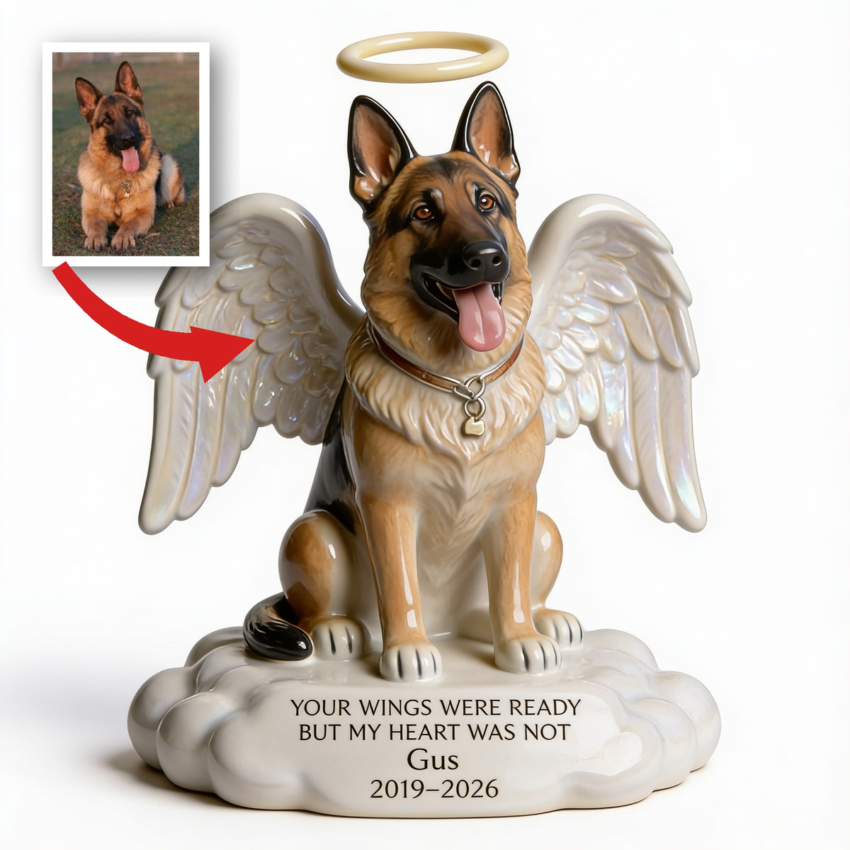 Custom Photo German Shepherd Angel Memorial Shaped Acrylic Plaque Dog Remembrance Gift
