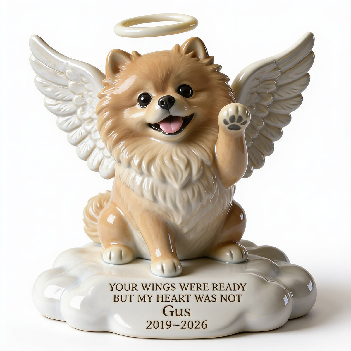 Custom Photo Fluffy Pomeranian Angel Dog Memorial Shaped Acrylic Plaque Pet Loss Gift